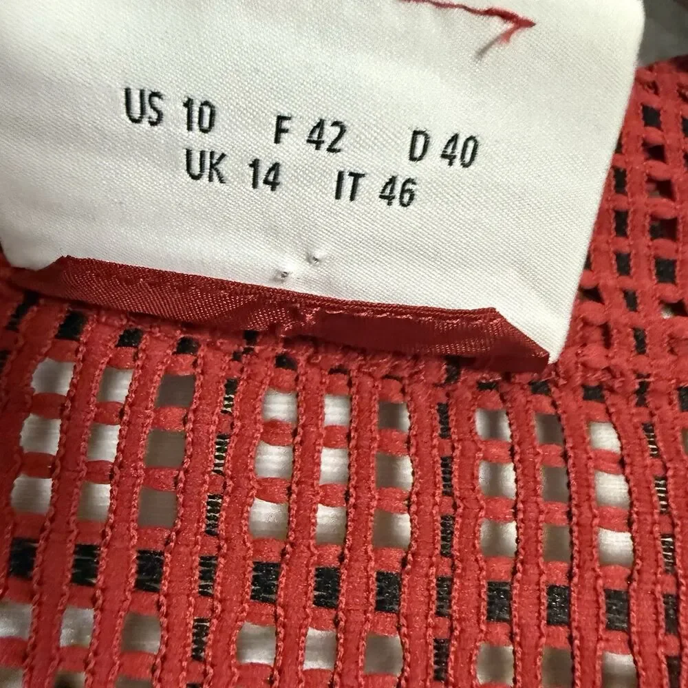 AKRIS Punto Mesh Grid Jacket Luminous Red Semi Sheer Adjustable Sleeve - Picture 14 of 16